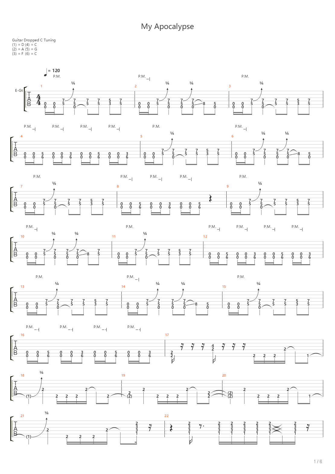 My Apocalypse吉他谱