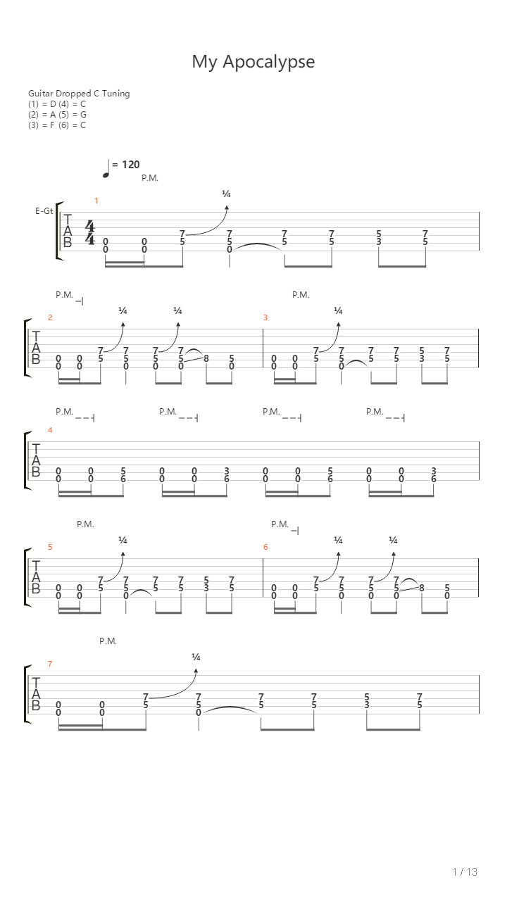 My Apocalypse吉他谱