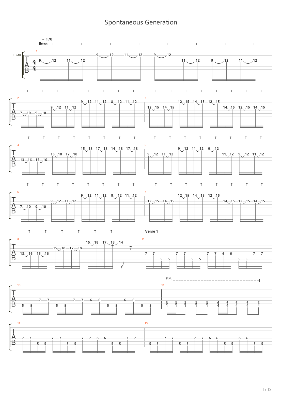 Spontaneous Generation吉他谱