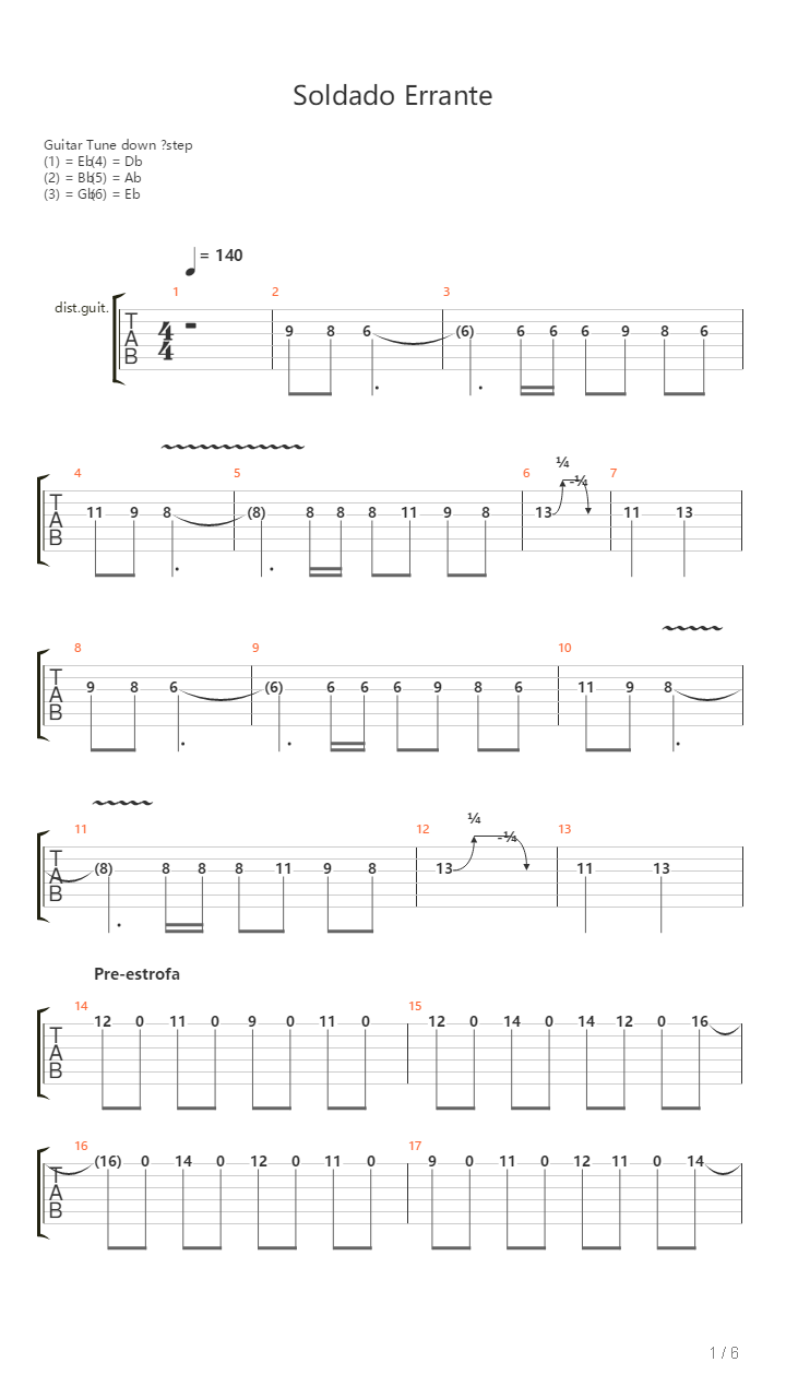 Soldado Errante吉他谱