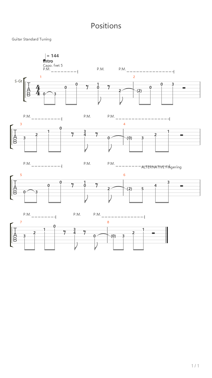 Positions吉他谱