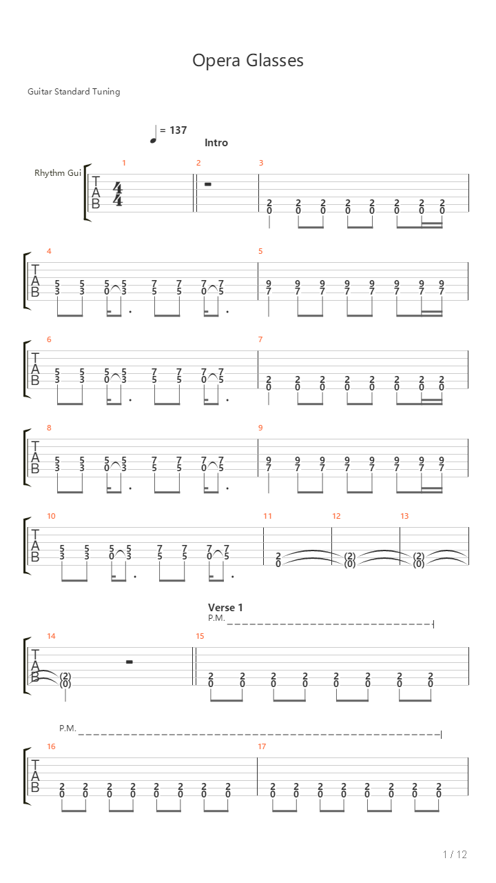 Opera Glasses吉他谱