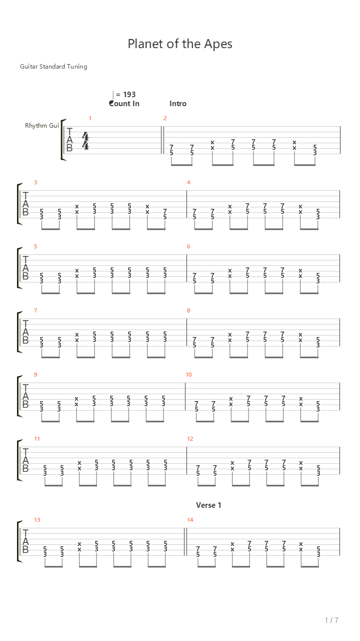 Planet Of The Apes吉他谱