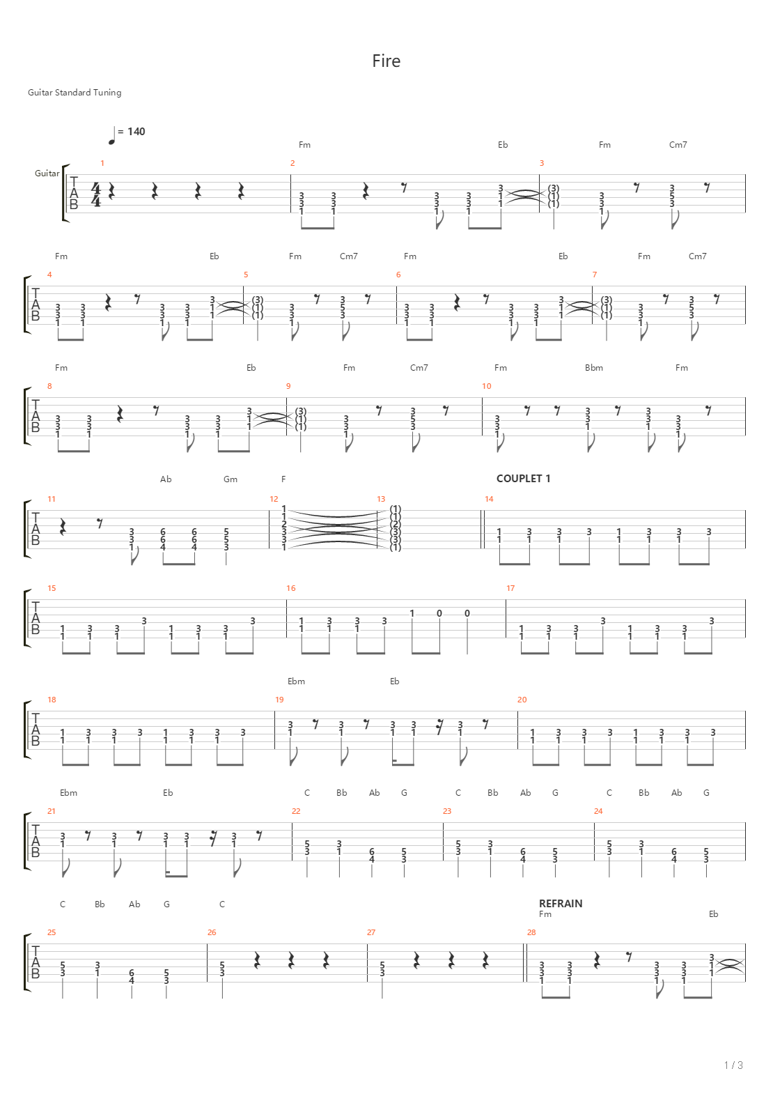 Fire吉他谱