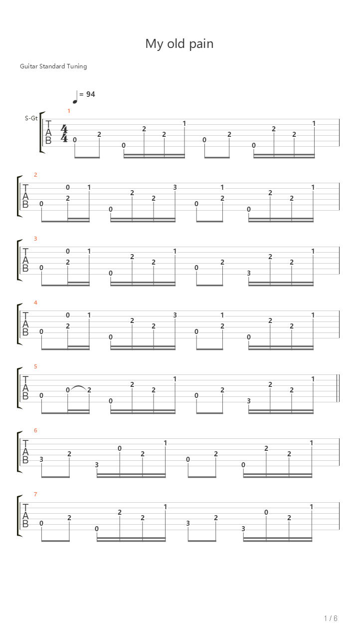 My Old Pain吉他谱