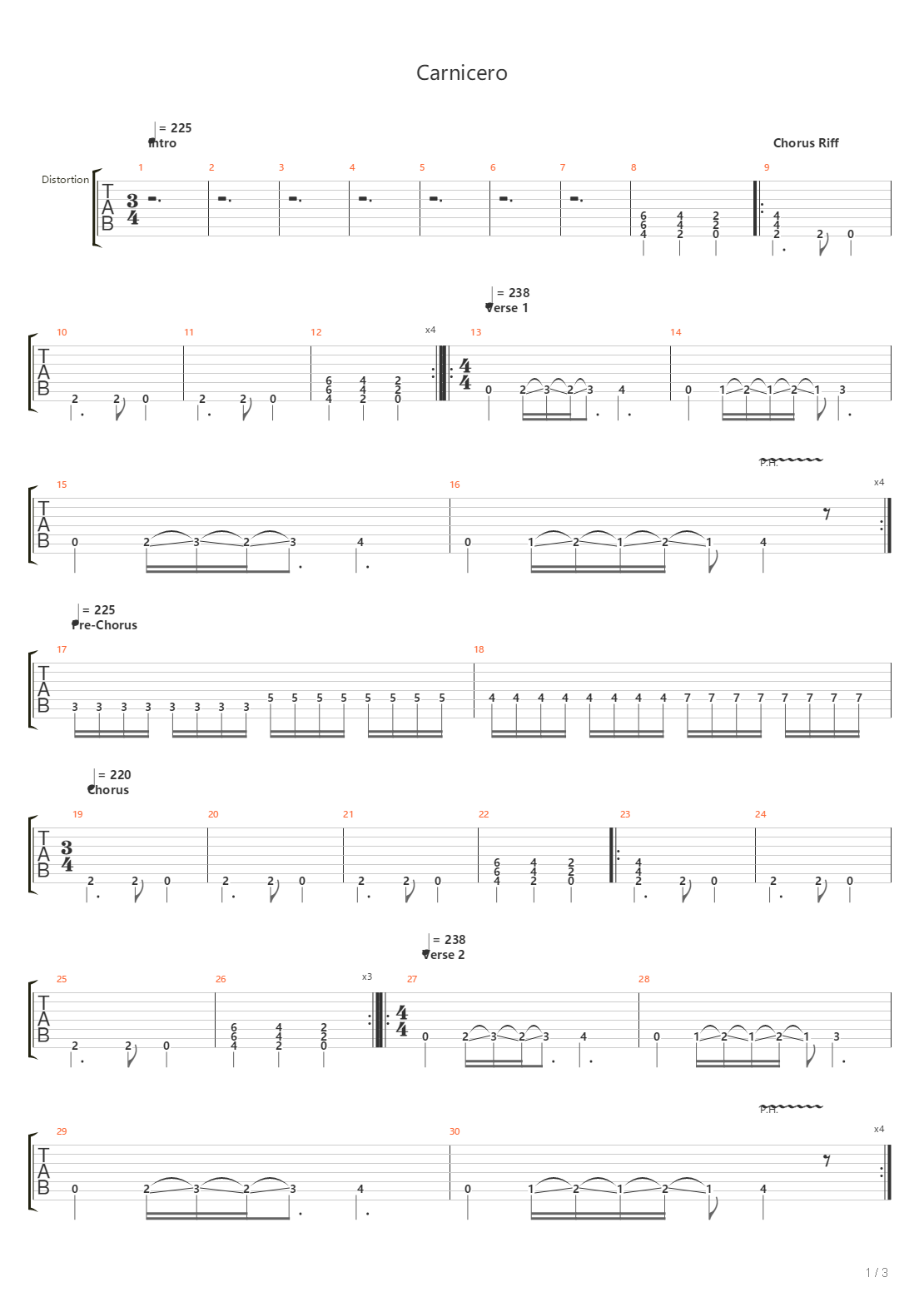 Carnicero吉他谱