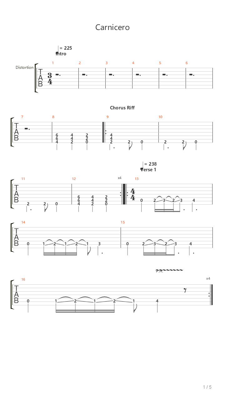 Carnicero吉他谱