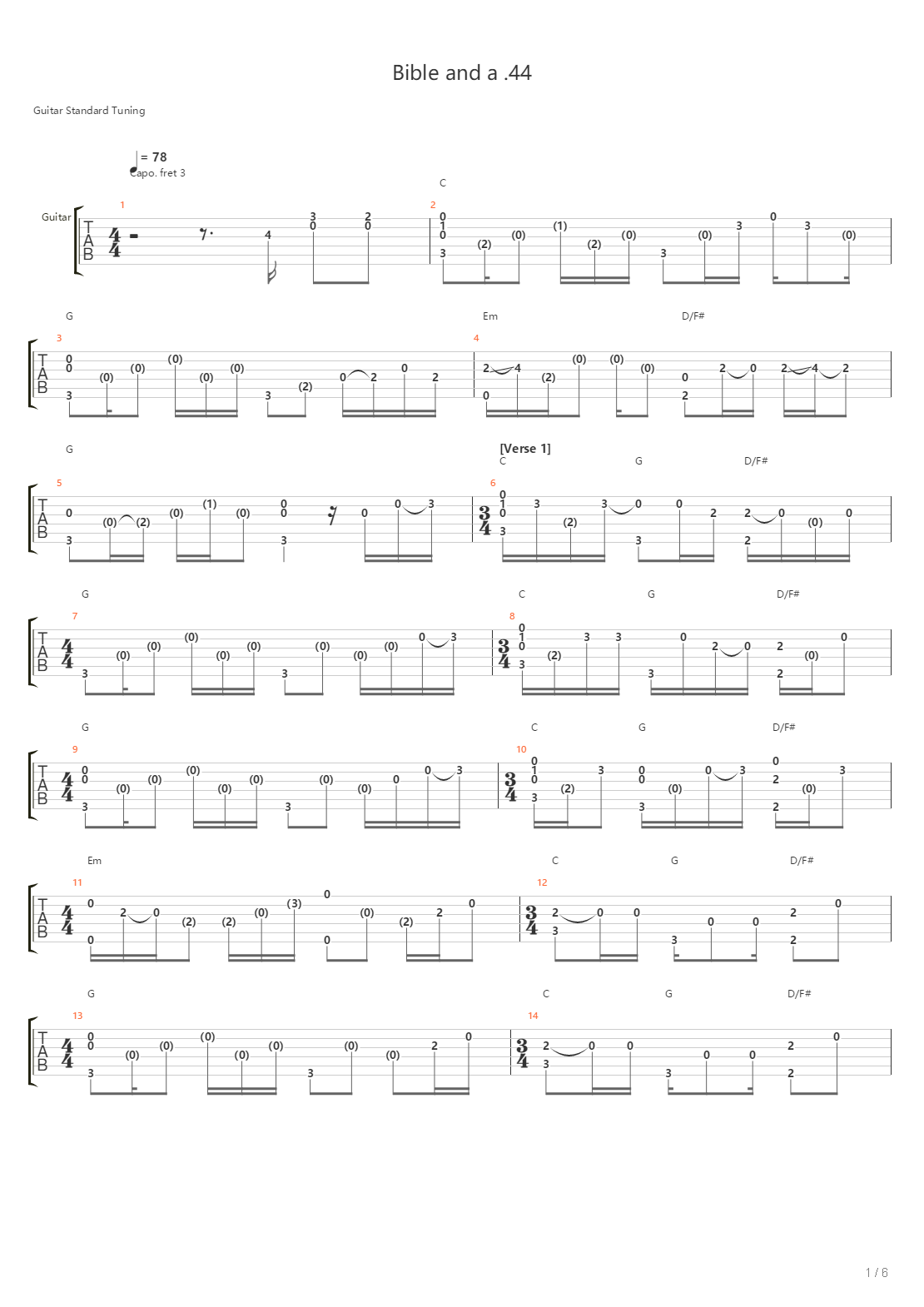 Bible And A 44吉他谱
