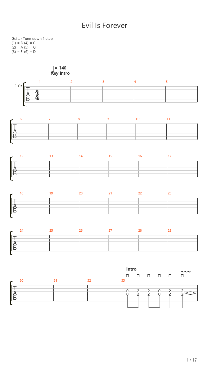 Evil Is Forever吉他谱