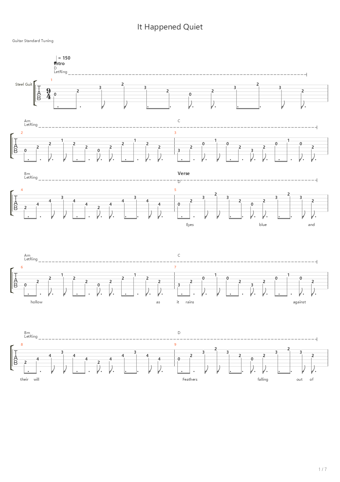 It Happened Quiet吉他谱