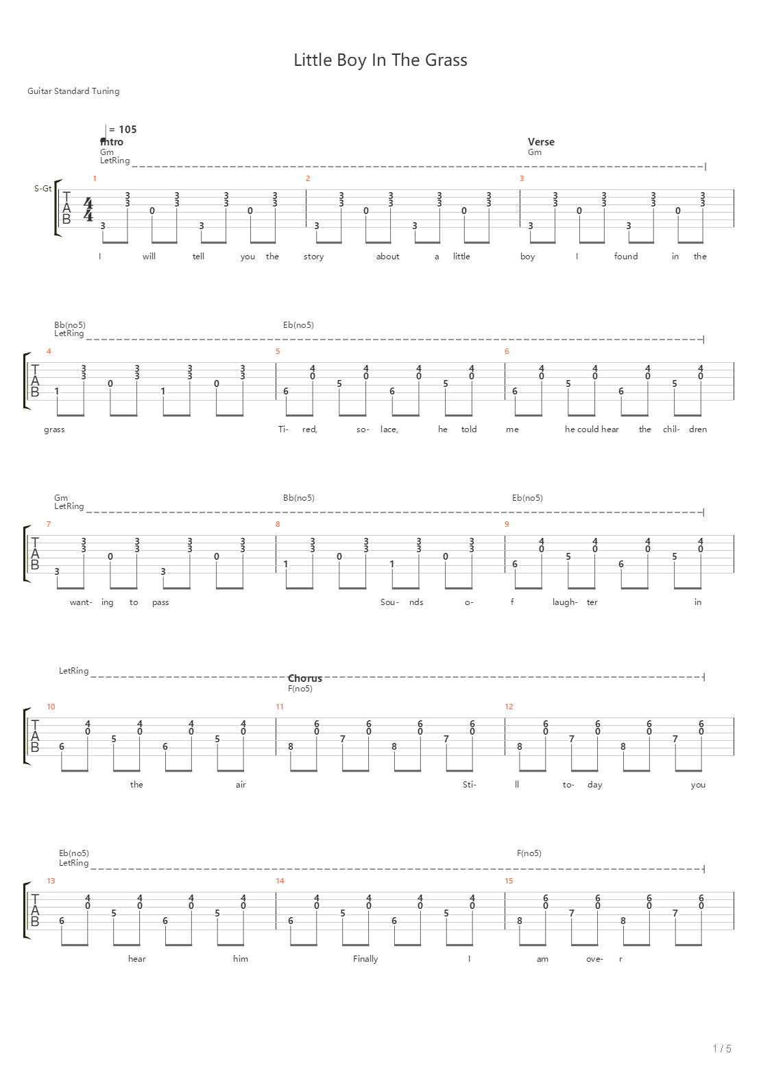 Little Boy In The Grass吉他谱