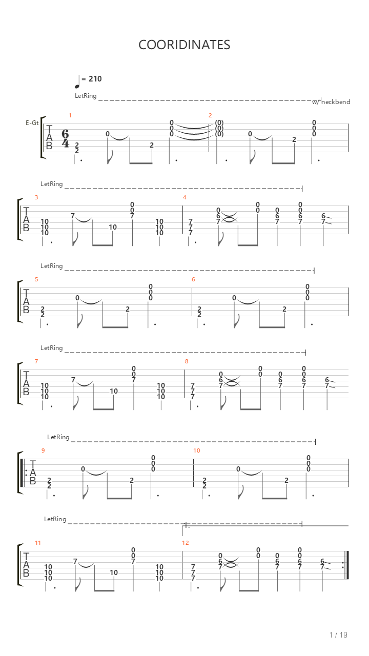 Coodinates吉他谱