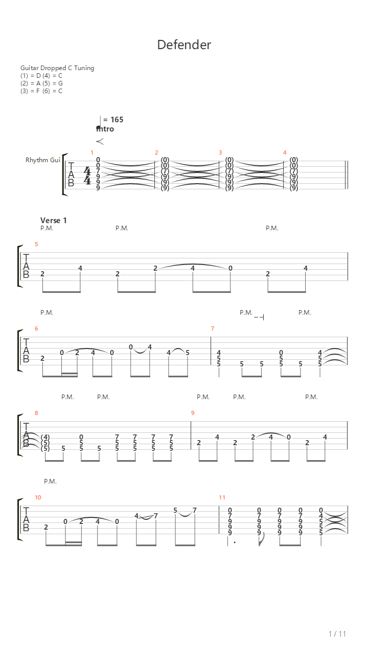 Defender吉他谱