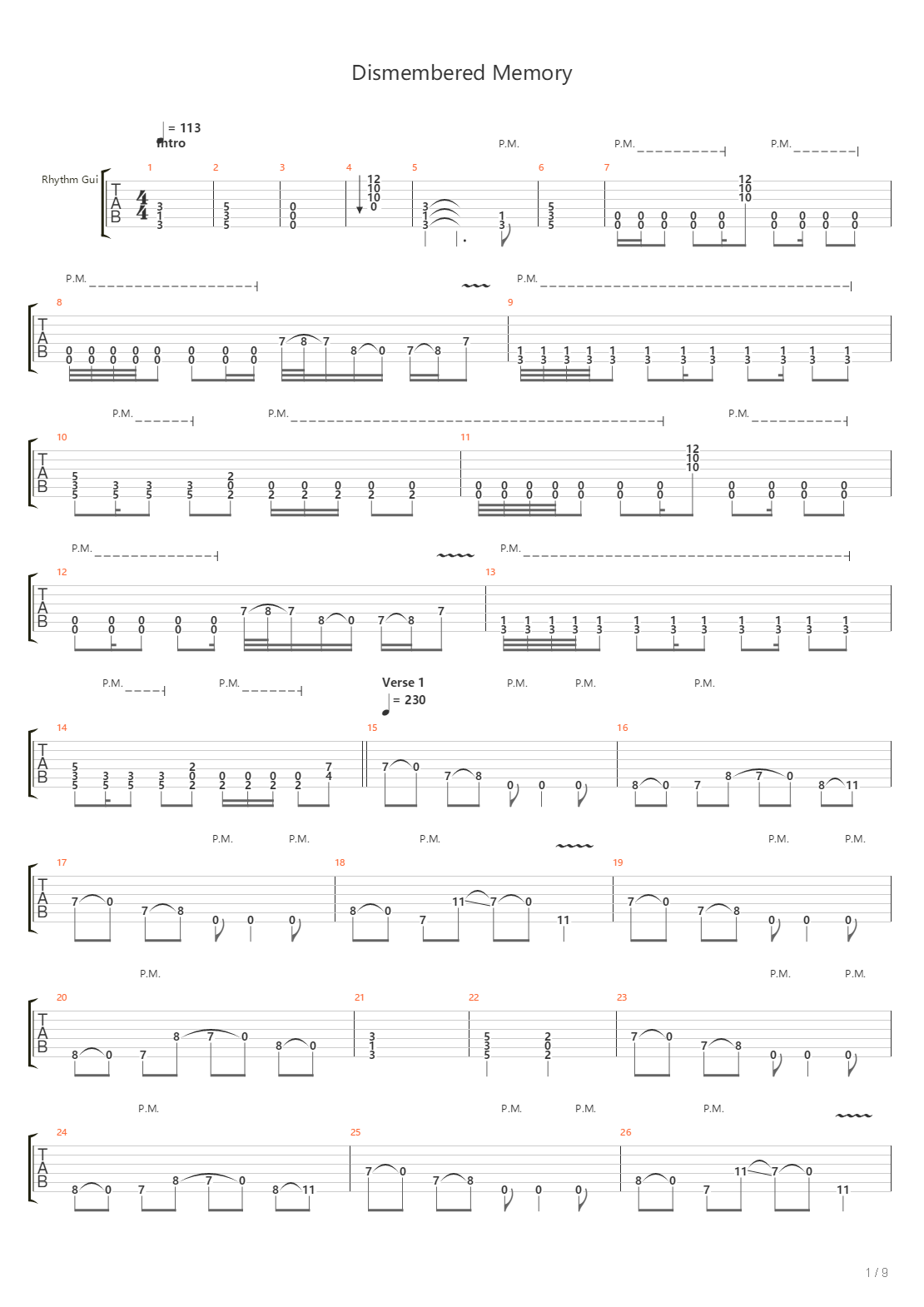 Dismembered Memory吉他谱