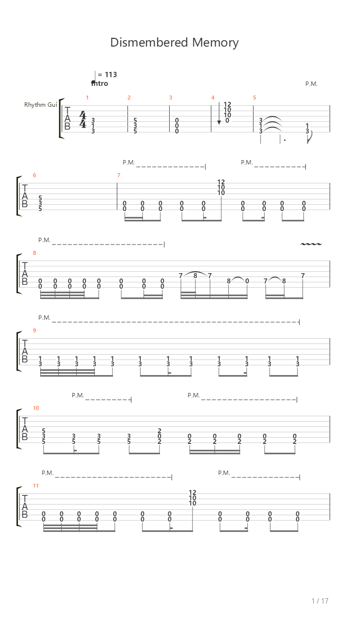 Dismembered Memory吉他谱