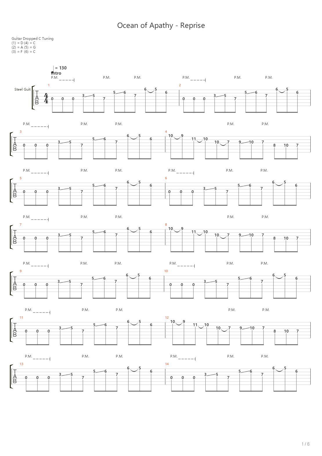 Ocean Of Apathy Reprise吉他谱