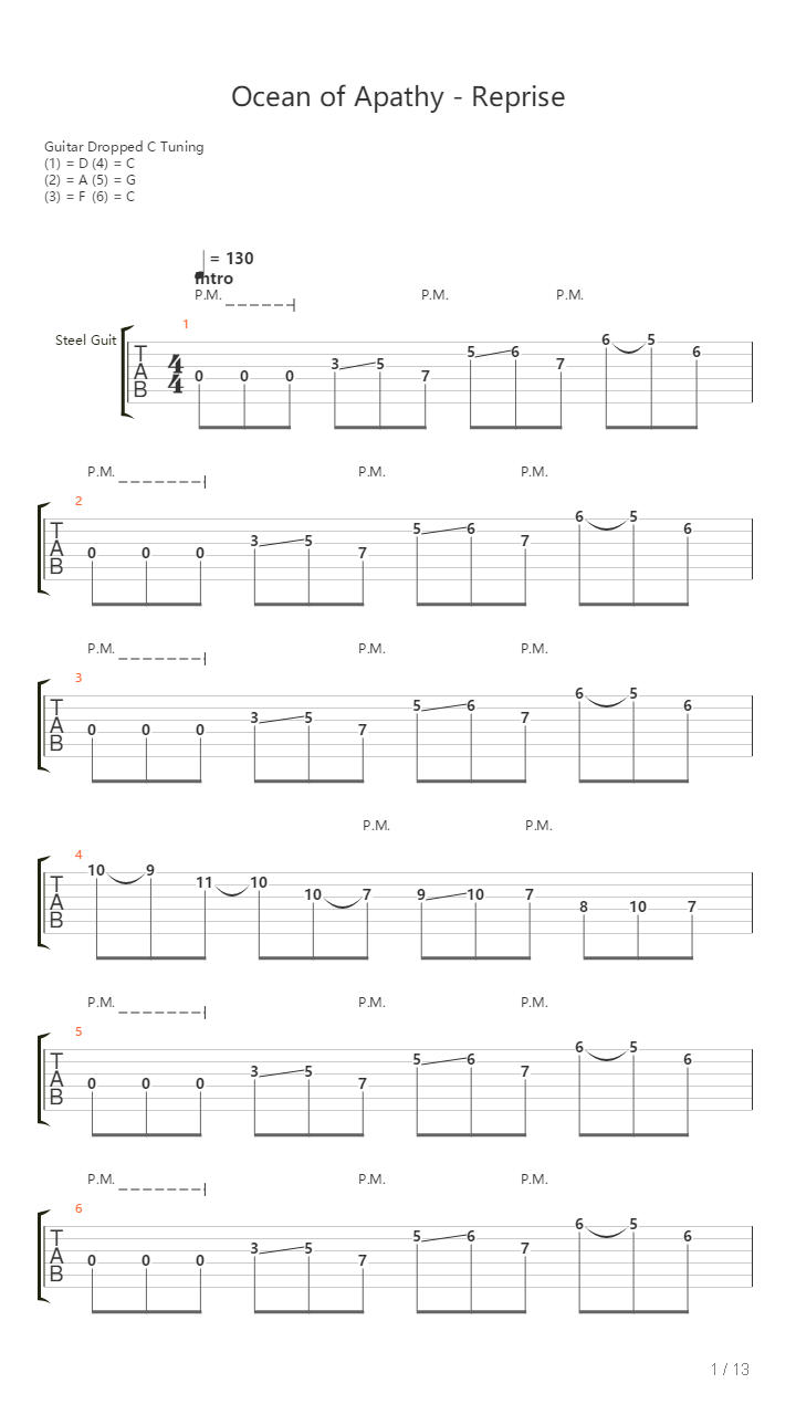 Ocean Of Apathy Reprise吉他谱