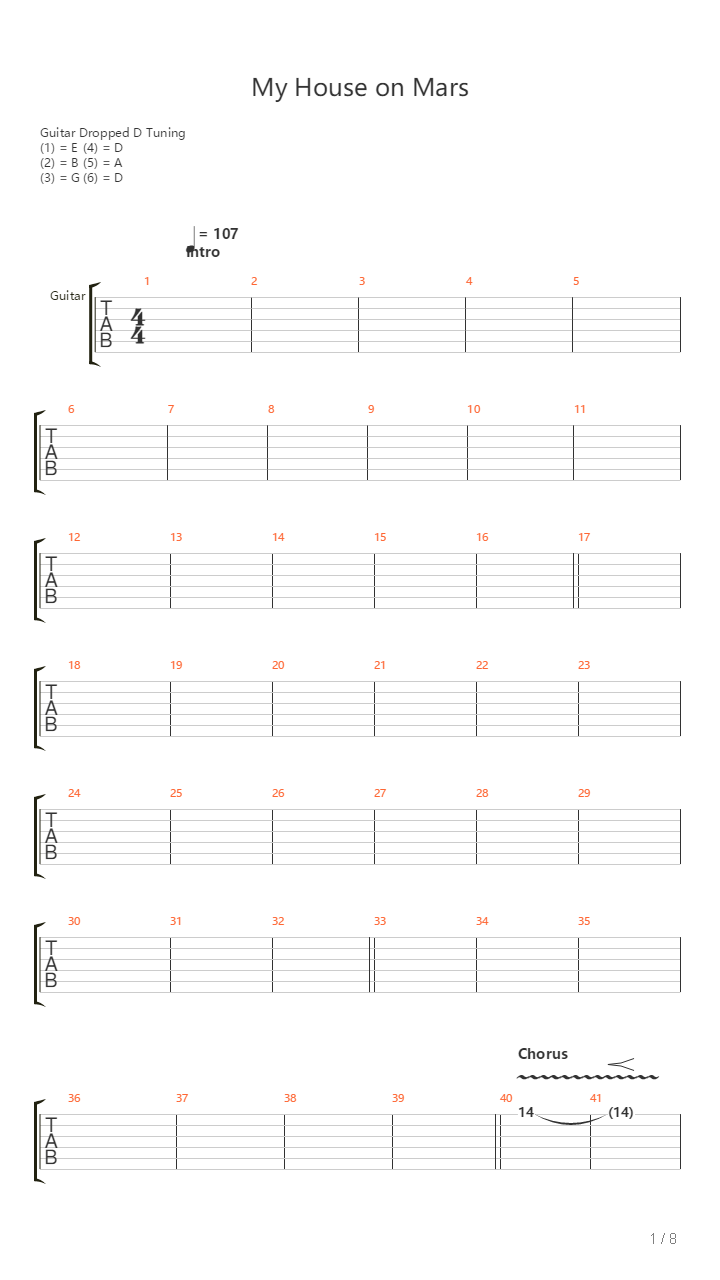 My House On Mars吉他谱