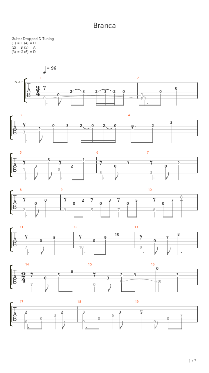 Branca吉他谱