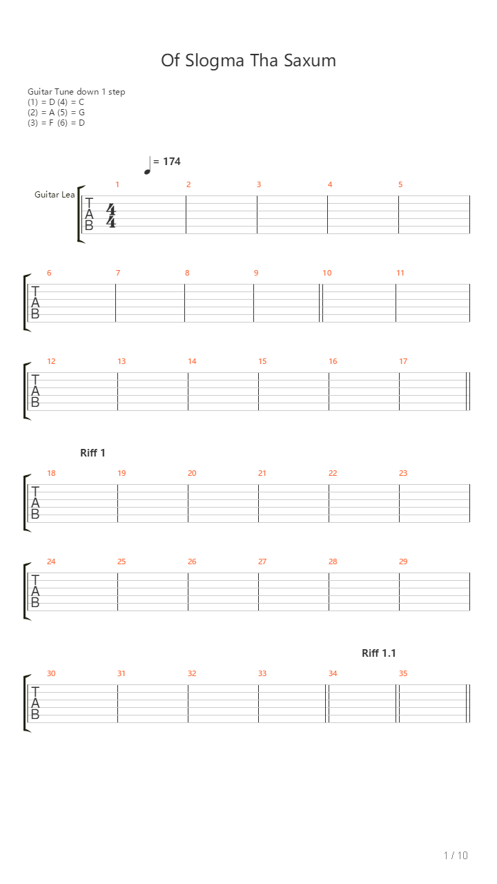 Of Slogma Tha Saxum吉他谱