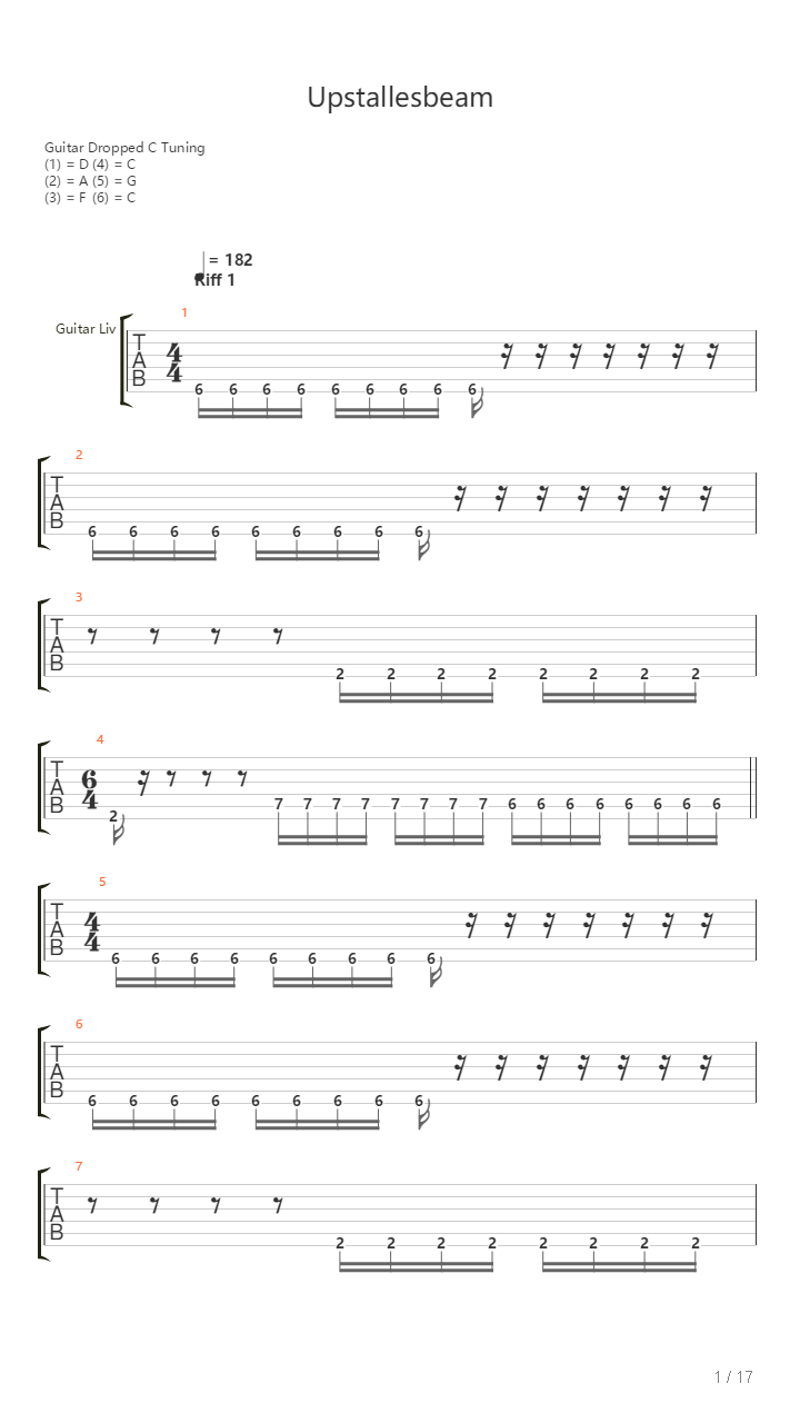 Upstallesbeam吉他谱