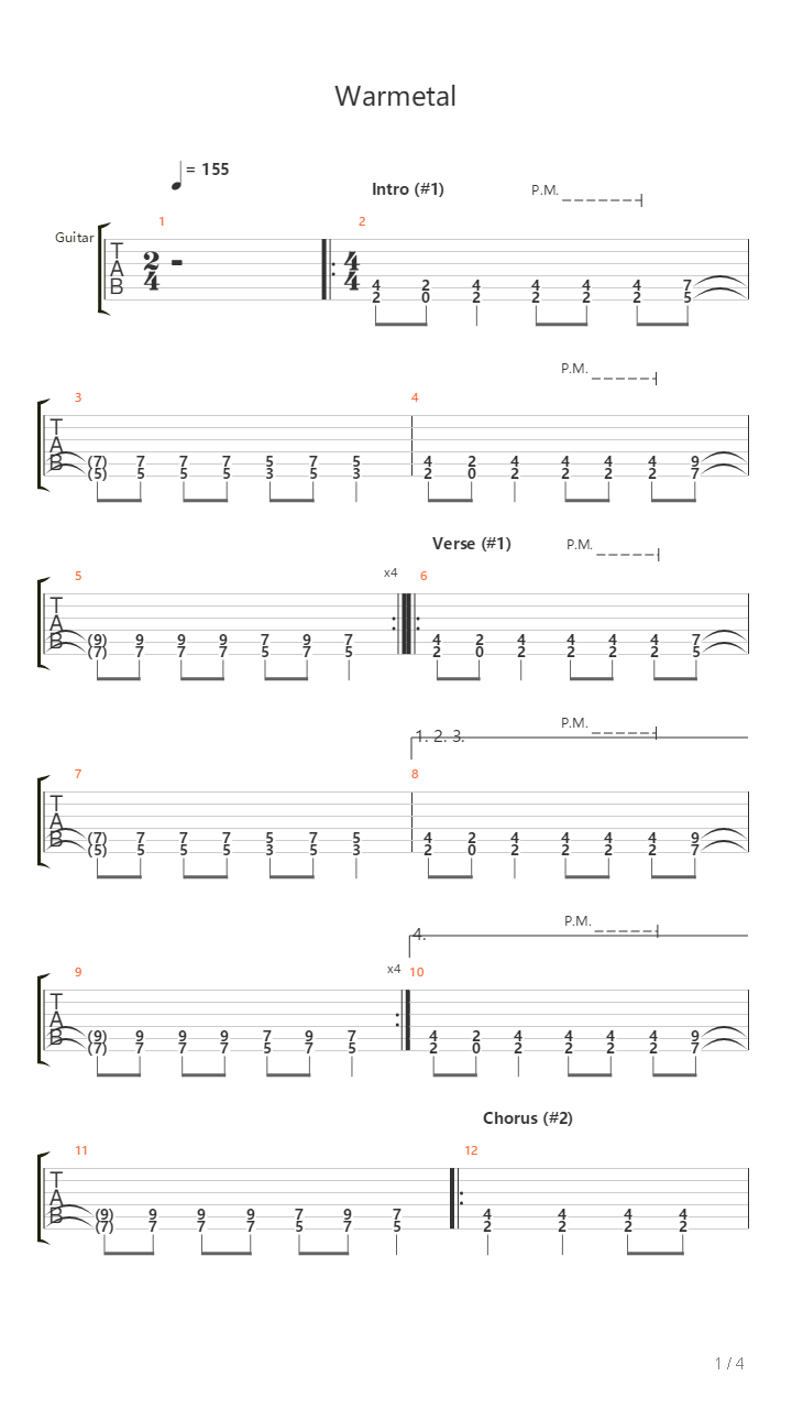 Warmetal吉他谱