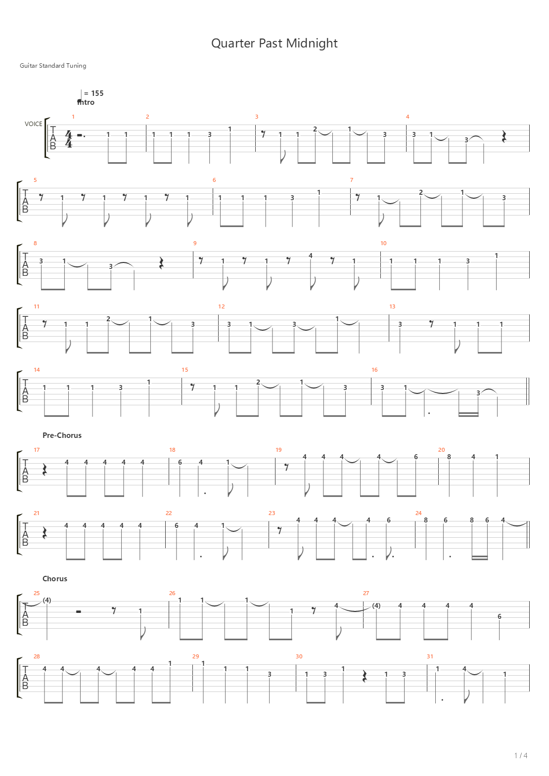 Quarter Past Midnight吉他谱