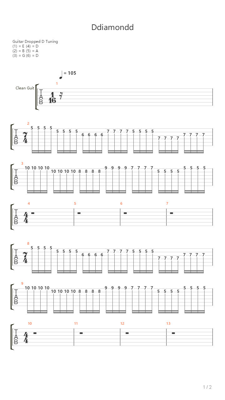 Ddiamondd吉他谱