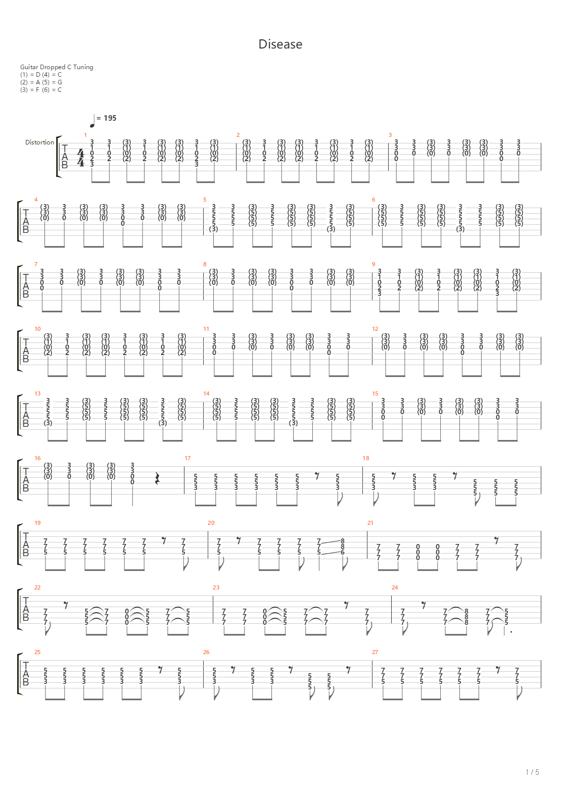 Disease吉他谱