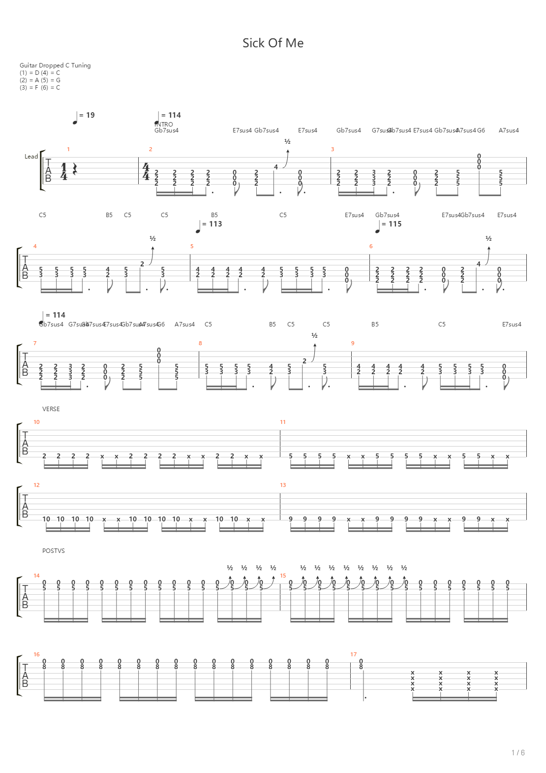 Sick Of Me吉他谱