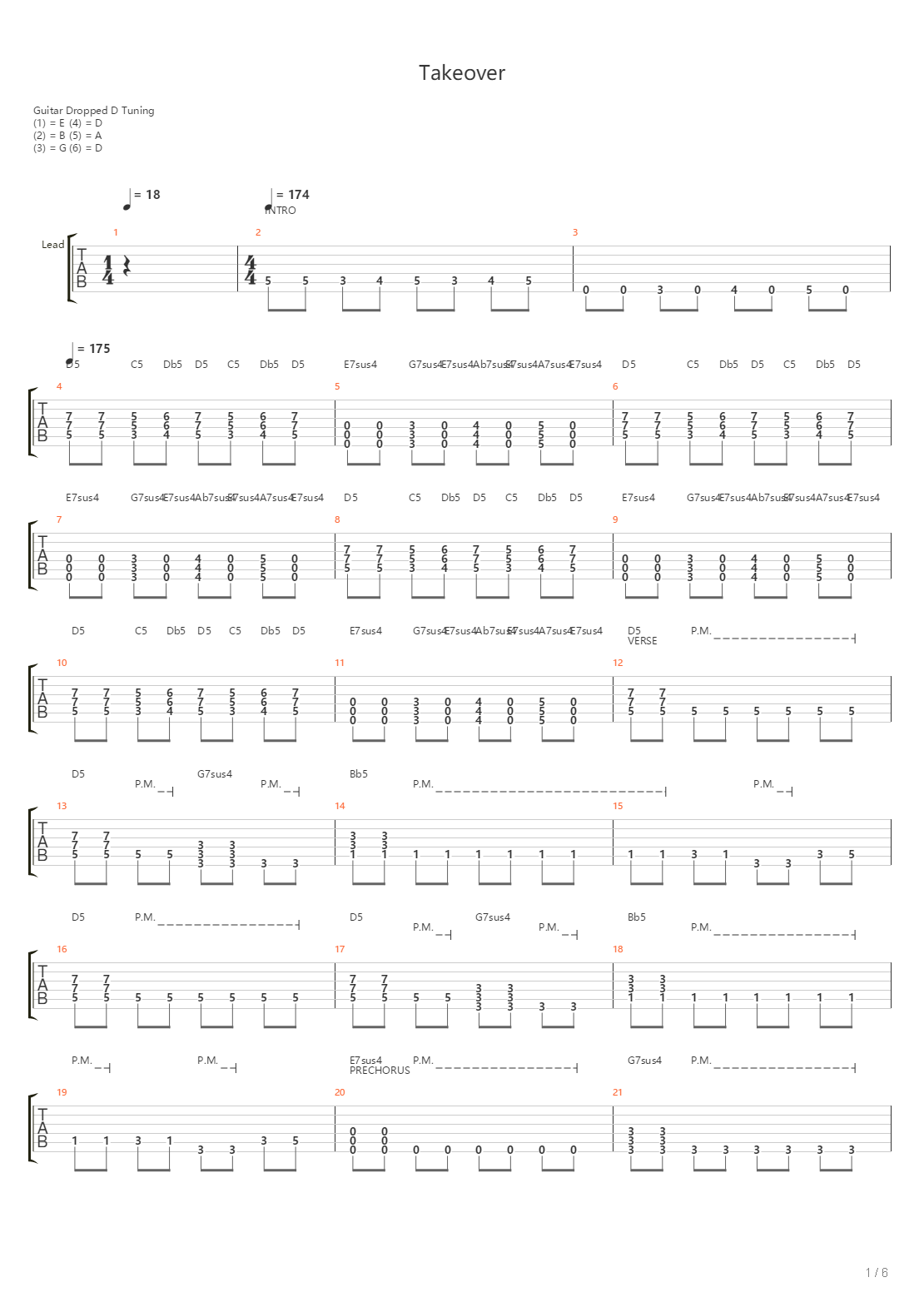 Takeover吉他谱