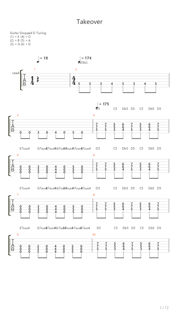 Takeover吉他谱