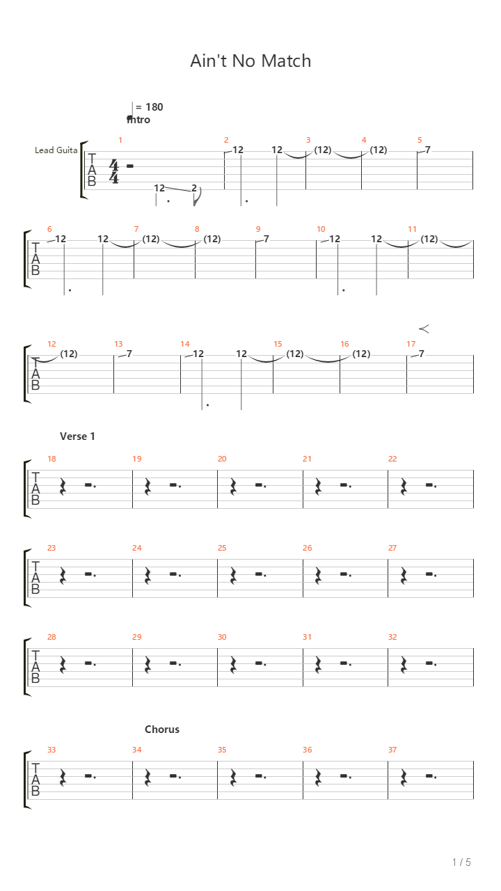 Aint No Match吉他谱