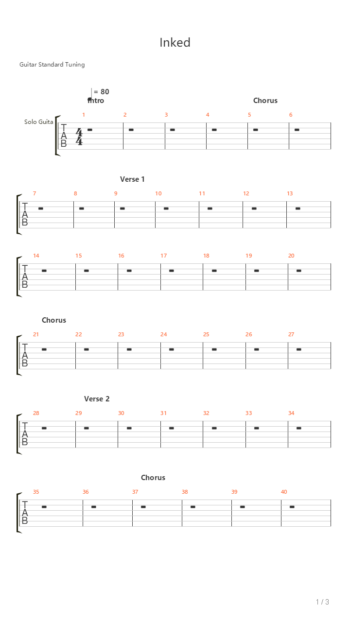 Inked吉他谱