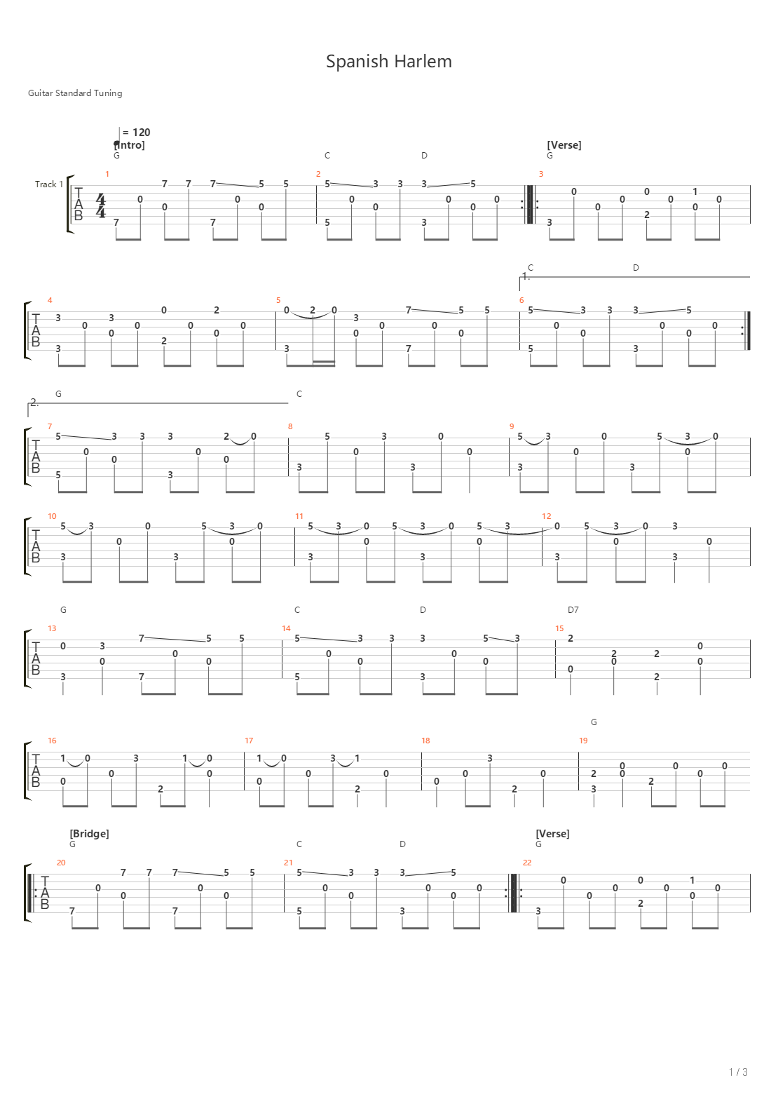 Spanish Harlem吉他谱