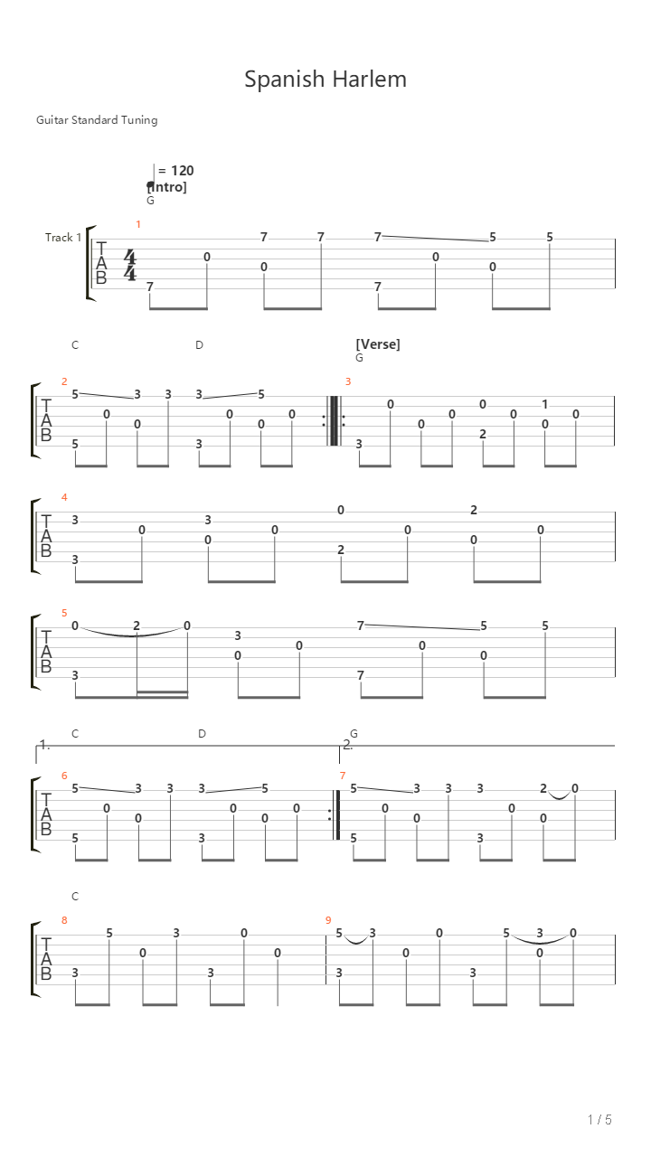 Spanish Harlem吉他谱