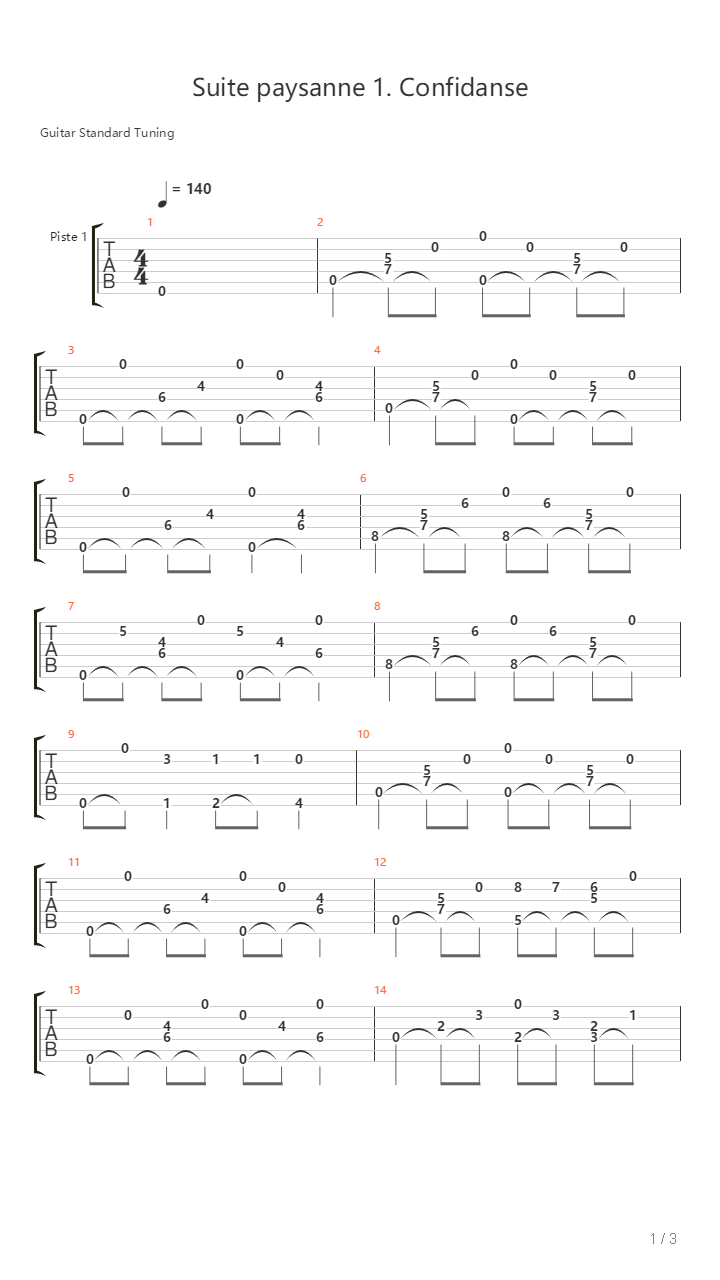 Suite Paysanne Confidanse吉他谱
