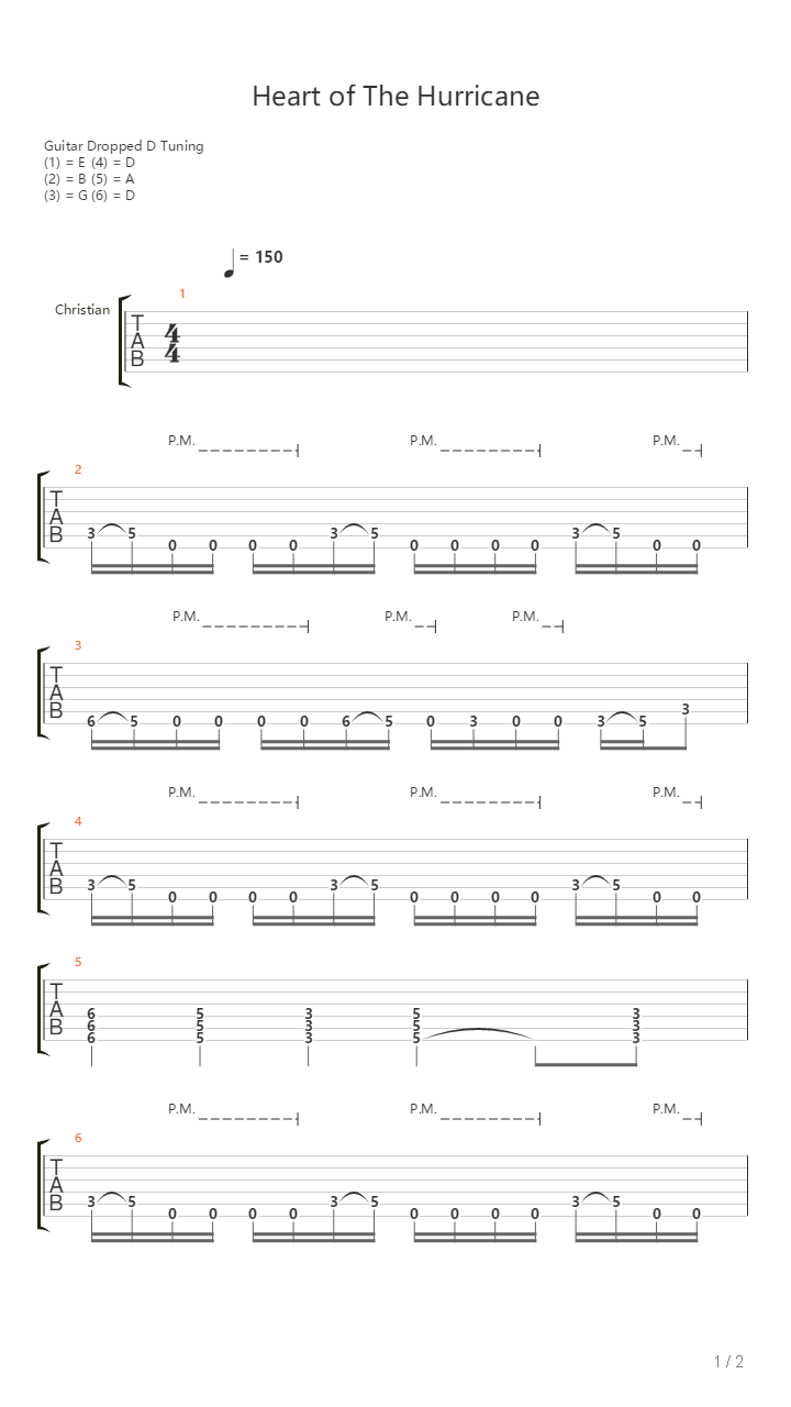 Heart Of The Hurricane吉他谱