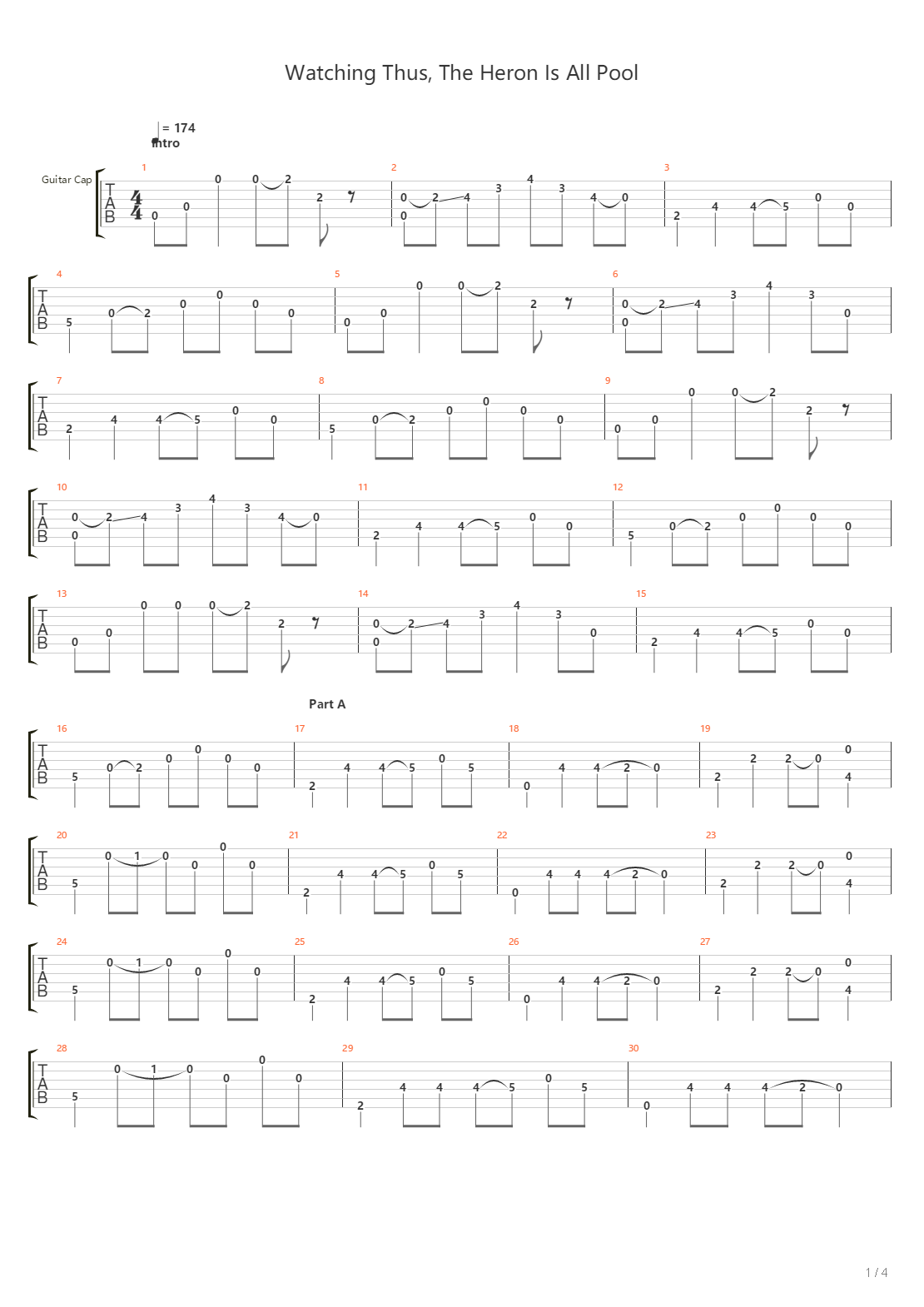 Watching Thus The Heron Is All Pool吉他谱