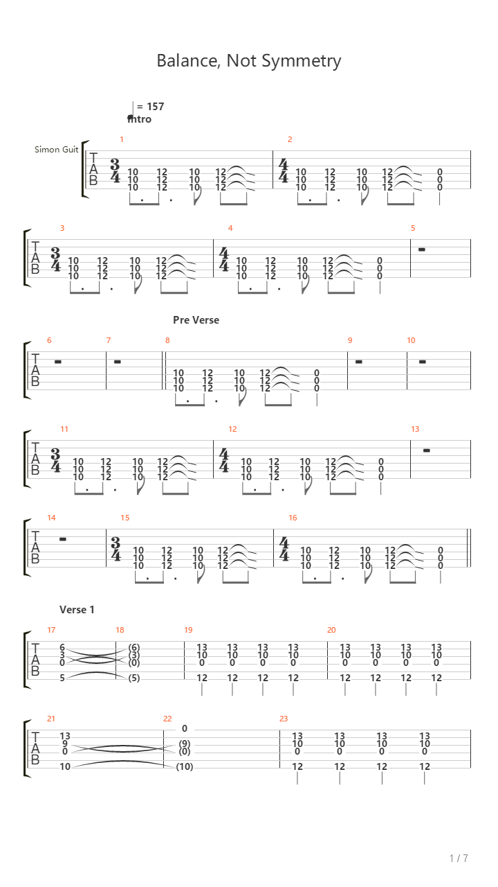 Balance Not Symmetry吉他谱