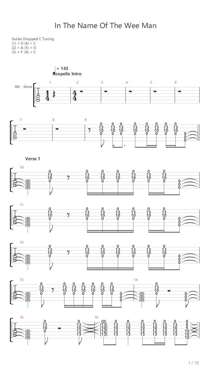 In The Name Of The Wee Man吉他谱