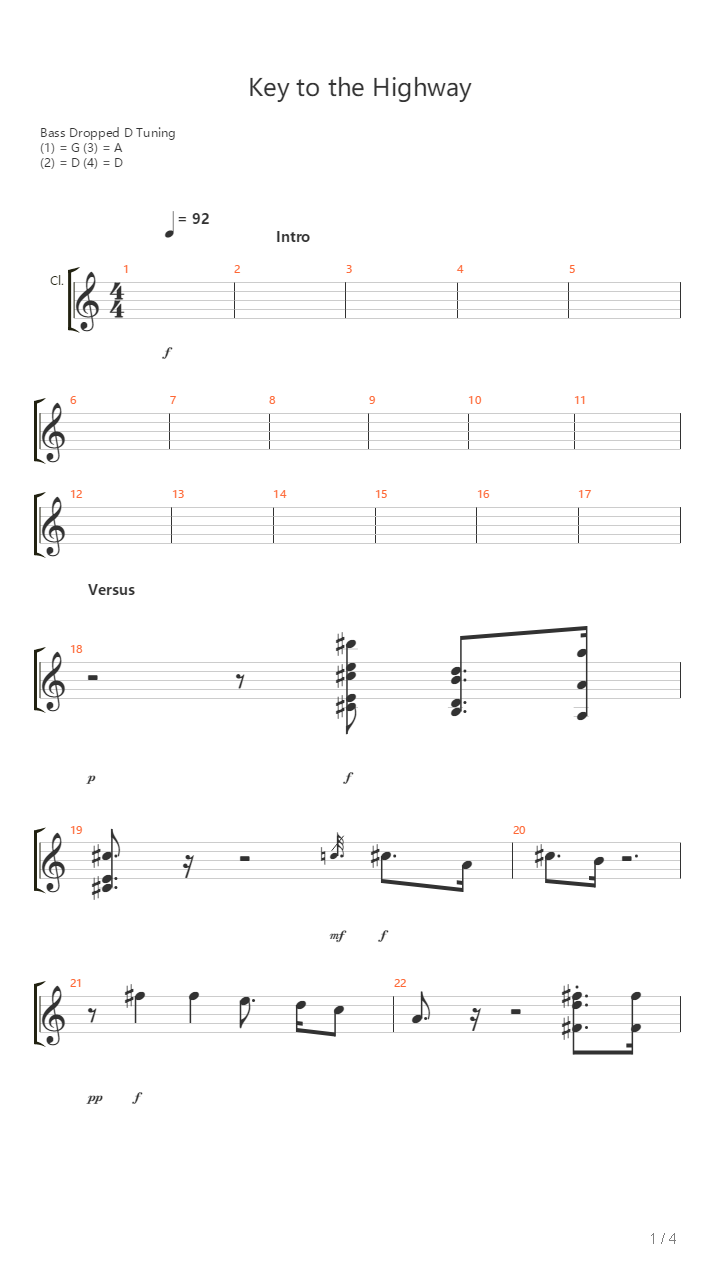 Key To The Highway吉他谱