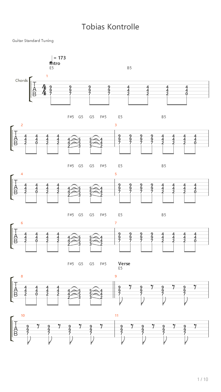Tobias Kontrolle吉他谱
