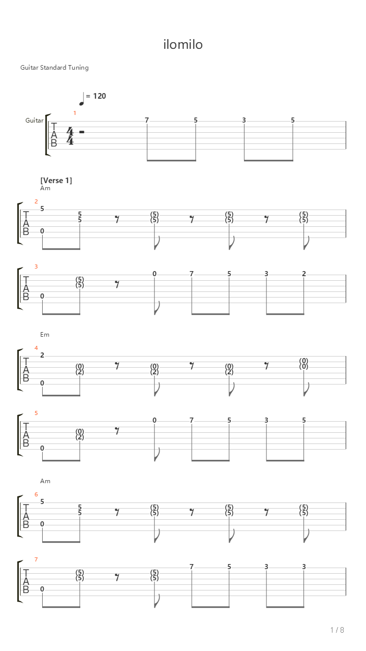 Ilomilo吉他谱
