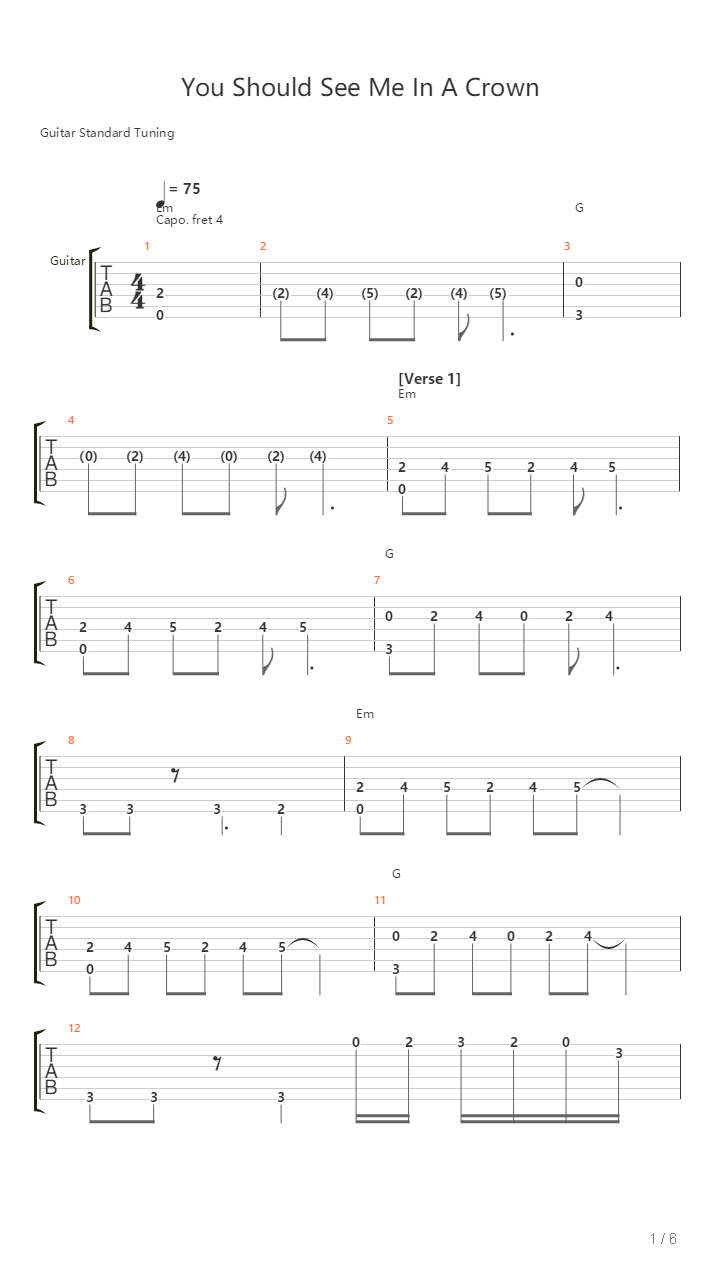 You Should See Me In A Crown吉他谱