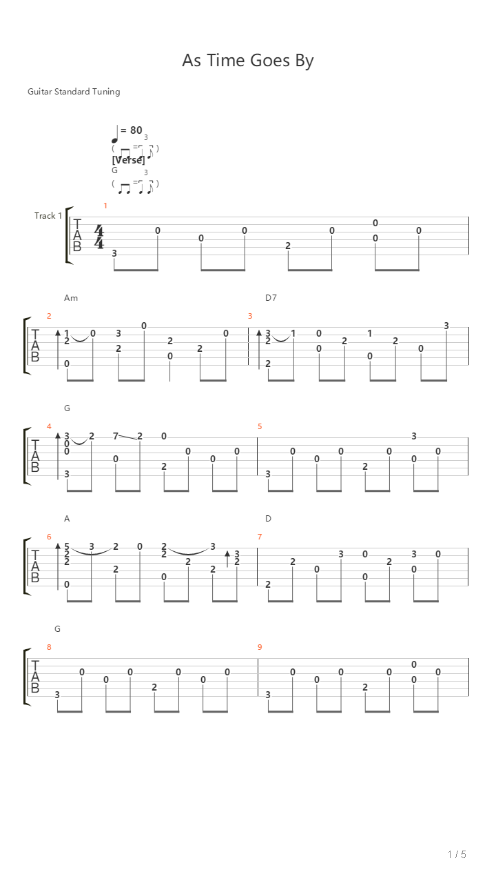 As Time Goes By吉他谱
