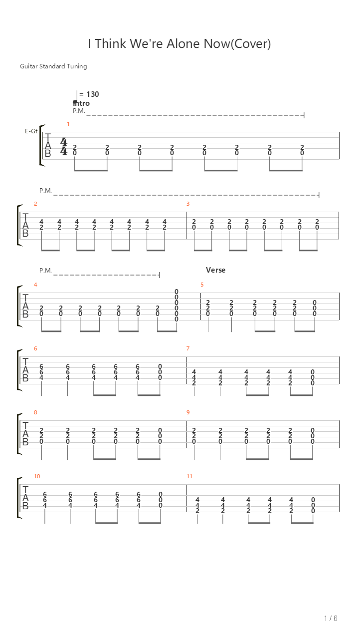 I Think Were Alone Now吉他谱