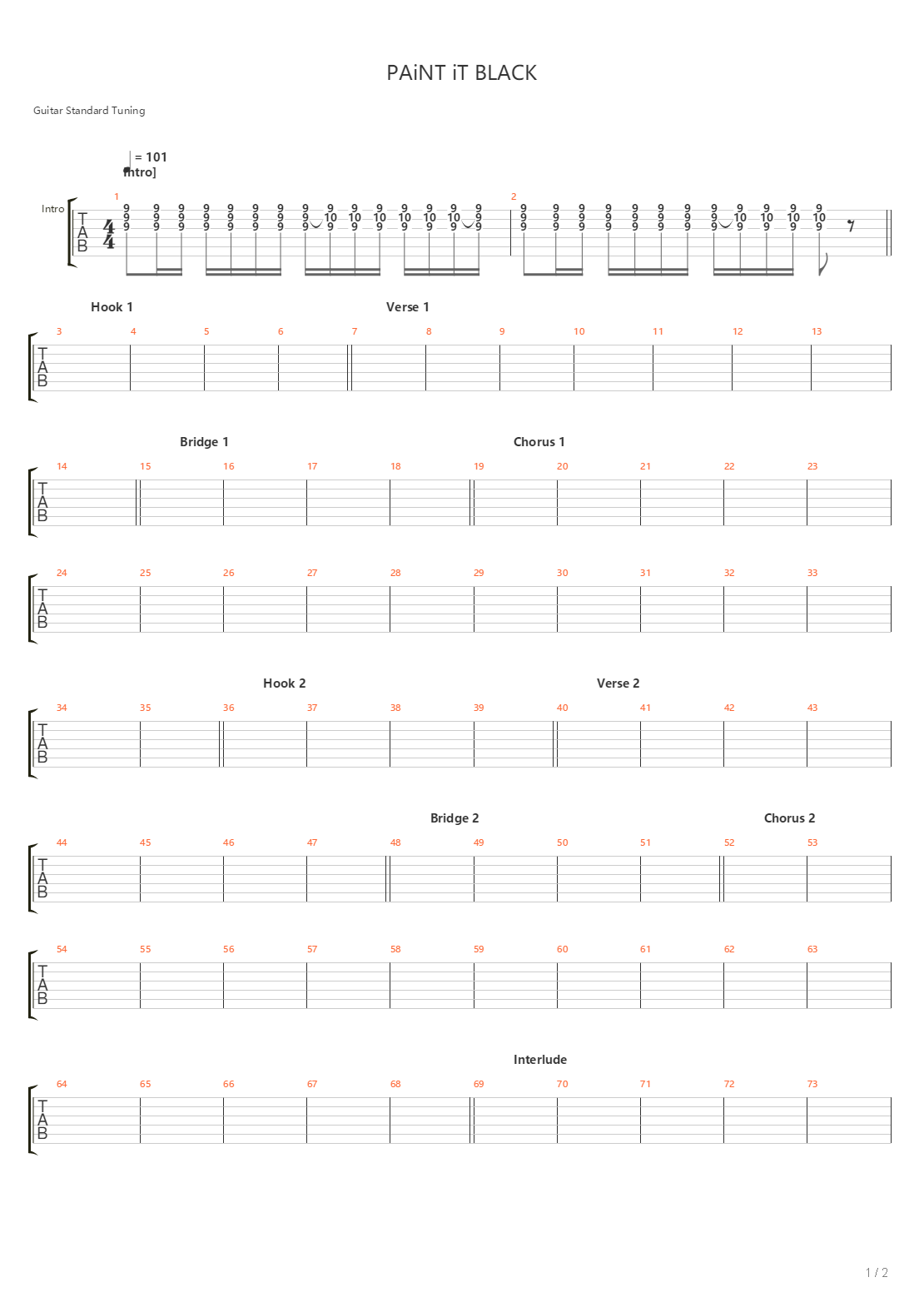 Paint It Black吉他谱