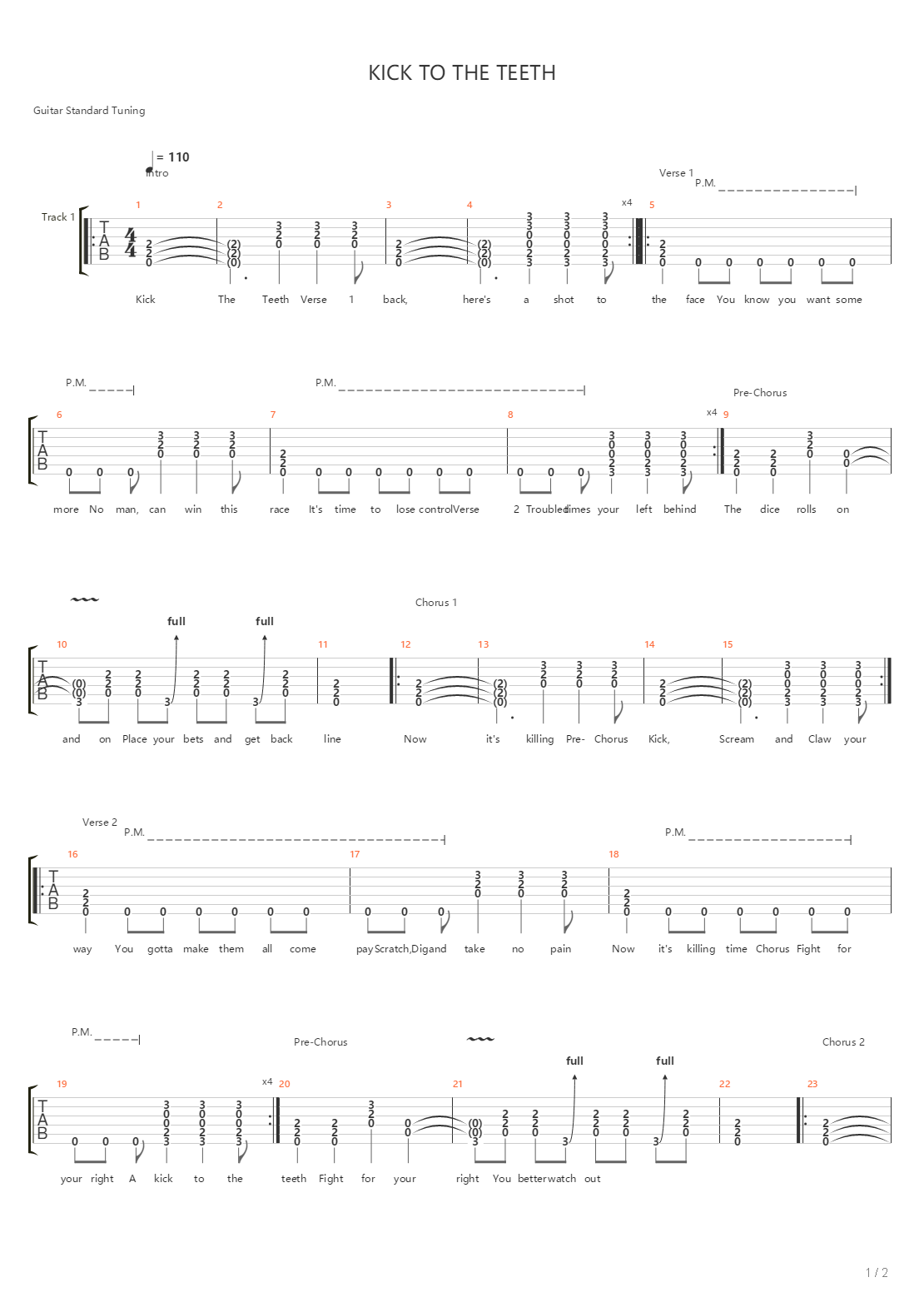 Kick To The Teeth吉他谱
