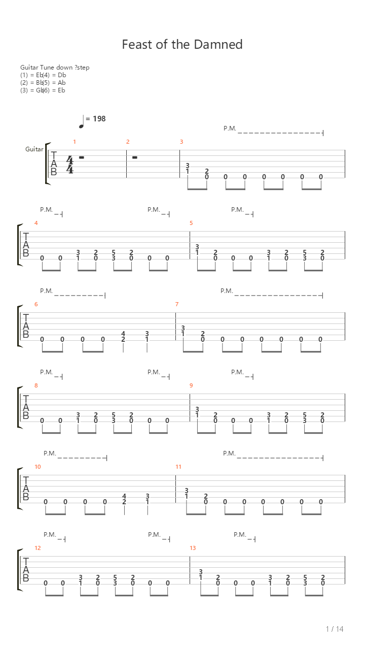 Feast Of The Damned吉他谱